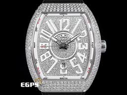Franck Muller 法蘭穆勒 FM Vanguard V41 酒桶型 <font color="#05f0f0">精鑲鑽圈、滿天星面盤 白色阿拉伯數字時標</font>&nbsp;不鏽鋼材質 V41 SC DT 自動上鍊 40.8X50mm