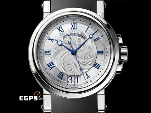 BREGUET 寶璣 Marine Big Date 5817ST/12/5V8&nbsp;不鏽鋼材質 大日期窗 銀白色放射狀扭索紋面盤&nbsp;已回原廠洗油保養延長兩年保固至2027年6月 台灣公司貨 潛水錶 自動上鏈 39mm