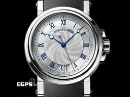 BREGUET 寶璣 Marine Big Date 5817ST/12/5V8&nbsp;不鏽鋼材質 <font color="#05f0f0">大日期窗 銀白色放射狀扭索紋面盤</font>&nbsp;<font color="#ff0000">已回原廠洗油保養延長兩年保固至2027年6月 台灣公司貨</font> 潛水錶 自動上鏈 39mm