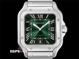 CARTIER 卡地亞 Santos de Cartier 山度士 WSSA0062 <font color="#7dd146">漸層綠色錶盤</font> 大型 不鏽鋼 <font color="#FF0000">2026年保卡 最新QuickSwitch錶帶更換系統&nbsp;</font>自動上鍊 39.8mm