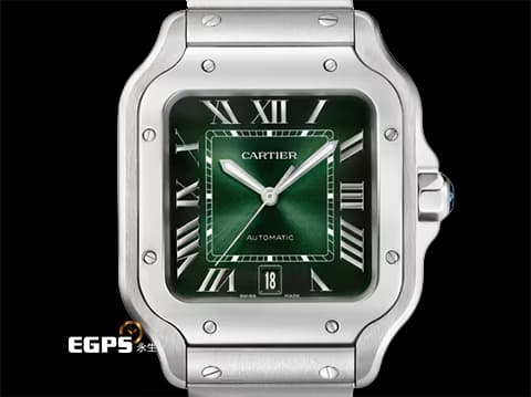 CARTIER 卡地亞 Santos de Cartier 山度士 WSSA0062 漸層綠色錶盤 大型 不鏽鋼 2026年保卡 最新QuickSwitch錶帶更換系統&nbsp;自動上鍊 39.8mm