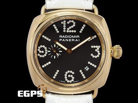PANERAI 沛納海 Radiomir PAM00136 原廠鑲嵌88顆頂級天然美鑽時標面盤 小秒針 玫瑰金材質 PAM136 限量200只 典藏錶盒、限量證書 自動上鏈 40mm