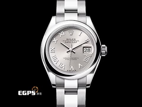 ROLEX 勞力士 Lady-Datejust 28 蠔式日誌型 279160&nbsp;銀色面盤搭配羅馬數字時標&nbsp;經典 DJ28 不鏽鋼&nbsp;2026年保卡 蠔式（Oyster）三節板帶 自動上鍊 28mm