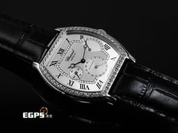 CHOPARD 蕭邦 16/2248 酒桶型 18K白金材質 <font color="#05f0f0">精鑲鑽石錶圈 羅馬數字銀白色面盤&nbsp;</font> 手動上鏈 33mm