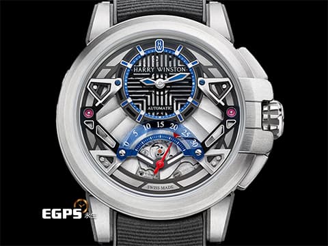 Harry Winston 海瑞溫斯頓 HW錶 Project Z14系列 OCEARS42ZZ001 偏心鏤空面盤&nbsp;30秒逆跳秒針&nbsp; Zalium 鋯合金材質&nbsp;限量300只&nbsp;2020年台灣公司貨 自動上鍊 42.2mm