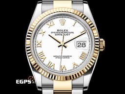 ROLEX 勞力士 Datejust 36 蠔式日誌型 126233 18K黃金與不鏽鋼材質&nbsp;半金款 DJ36 <font color="#f2ecbf">白色面盤搭配黃金立體羅馬數字時標</font> <font color="#ff0000">2025年卡</font>&nbsp;自動上鍊 36mm