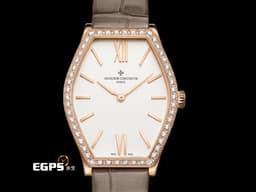 Vacheron Constantin 江詩丹頓 VC錶 Malte 馬耳他系列 25530/000R-9742 <font color="#e59f66">玫瑰金材質 鱷魚皮帶 銀白色面盤 原廠鑲鑽錶圈&nbsp;</font><font color="#fafa01">搭配原廠18K玫瑰金材質錶扣! </font>石英機芯 34.4 x 28.4mm