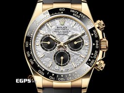 ROLEX 勞力士 Daytona 迪通拿 126518LN 18K黃金材質 陶瓷錶圈 <font color="#05f0f0">每顆都獨一無二的隕石面盤</font><font color="#FF0000">&nbsp;2025年保卡 </font> 賽車錶 自動上鍊 40mm