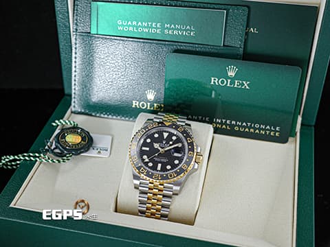 ROLEX 勞力士 GMT-Master II 蠔式 格林威治型 126713GRNR 灰黑雙色陶瓷錶圈 皮蛋圈 126713 GRNR 18K黃金 半金款 兩地時間 2025年保卡 部分原廠膠膜 僅試戴 紀念型（Jubilee）五銖錶帶 自動上鍊 40mm