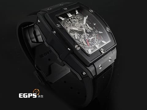 Hublot 宇舶 Spirit of Big Bang Titanium Blue 大爆炸 靈魂系列 641.CI.0173.RX 黑色陶瓷錶圈、鏤空面盤&nbsp;酒桶型 鈦金屬材質 2019年保卡&nbsp;自動上鍊 42mm