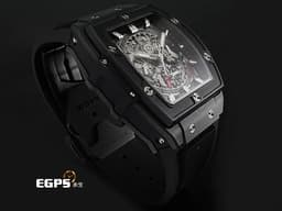 Hublot 宇舶 Spirit of Big Bang Titanium Blue 大爆炸 靈魂系列 641.CI.0173.RX <font color="#05f0f0">黑色陶瓷錶圈、鏤空面盤</font>&nbsp;酒桶型 鈦金屬材質 <font color="#ff0000">2019年保卡</font>&nbsp;自動上鍊 42mm