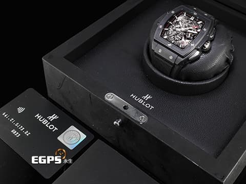 Hublot 宇舶 Spirit of Big Bang Titanium Blue 大爆炸 靈魂系列 641.CI.0173.RX 黑色陶瓷錶圈、鏤空面盤&nbsp;酒桶型 鈦金屬材質 2019年保卡&nbsp;自動上鍊 42mm