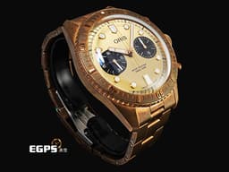 ORIS 豪利時 DIVERS&nbsp;0177177443182 <font color="#f9cd90">青銅材質 香檳金色熊貓面盤</font>&nbsp;<font color="#ff0000">限量250支</font> 計時腕錶 自動上鍊 43mm