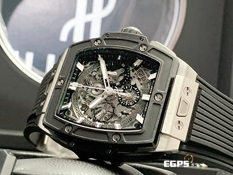 Hublot 宇舶 Spirit of Big Bang 大爆炸 靈魂系列 642.NM.0170.RX 計時碼表 鈦金屬材質 黑色陶瓷錶框 鏤空面盤 2022年電子保單 快拆式錶帶 自動上鍊 42mm