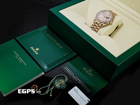 ROLEX 勞力士 DAYDATE 36 星期日曆型 128345RBR 18K永恆玫瑰金材質 停產絕版款&nbsp;原鑲滿天星鑽石面盤、鑽石錶圈&nbsp;彩虹漸變色寶石時標&nbsp;2020年新式保卡 保有原廠膠膜 珍藏未使用品&nbsp;自動上鏈 36mm