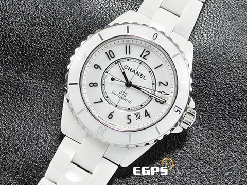 CHANEL 香奈兒 J12 Caliber 12.1系列 White Ceramic H5700 白陶瓷 經典 大三針 專利不鏽鋼蝴蝶扣 新機芯 透明錶背 2025年保單 自動上鍊 38mm