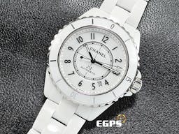 CHANEL 香奈兒 J12 Caliber 12.1系列 White Ceramic H5700 <font color=#F0F0F0>白陶瓷</font> 經典 大三針 專利不鏽鋼蝴蝶扣 <font color=#FF0000>新機芯 透明錶背 2024年保單</font> 自動上鍊 38mm