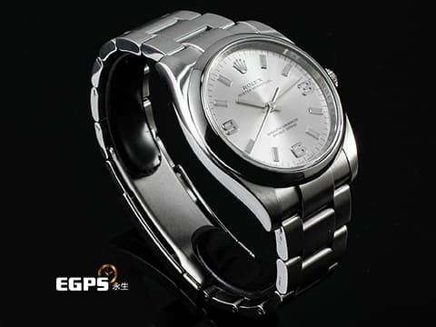 ROLEX 勞力士 Oyster Perpetual 蠔式恆動型 114200 銀色面盤 大三針 OP34 中型&nbsp;經典3 6 9數字時標&nbsp;2018年保卡 自動上鏈 34mm