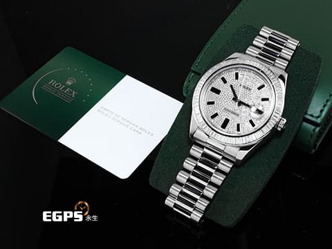 ROLEX 勞力士 DAY-DATE 218399BRIL-83219 18K白金材質 原廠鑲嵌滿天星鑽石面盤 原廠鑽石時標&nbsp;已回勞力士原廠保養，延長保固至2027年10月&nbsp;自動上鍊 41mm