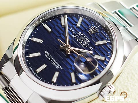 ROLEX 勞力士 Datejust 36 蠔式日誌型 126200 藍色蜂巢坑紋面盤  DJ36 不鏽鋼&nbsp;2021年新式綠卡 蠔式（Oyster）三節錶帶 自動上鍊 36mm