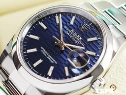 ROLEX 勞力士 Datejust 36 蠔式日誌型 126200 <font color="#4169e1">藍色蜂巢坑紋面盤 </font> DJ36 不鏽鋼<font color="#FF0000">&nbsp;2021年新式綠卡 蠔式（Oyster）三節錶帶</font> 自動上鍊 36mm
