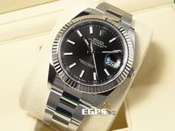 ROLEX 勞力士 Datejust 41 蠔式日誌型 126334 <font color="#616161">亮黑色面盤</font>&nbsp;不鏽鋼 DJ41 經典三角坑紋錶圈&nbsp;<font color="#FF0000">2024保單 蠔式（Oyster）三節錶帶 </font> 自動腕錶 41mm