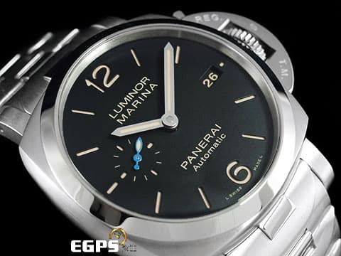 PANERAI 沛納海 Luminor Marina 1950 PAM00722 三日鍊 PAM722 小秒針 菸草色時標 經典三明治面盤 透明錶背 鍊帶款 2021年保單 台灣公司貨 自動腕錶 42mm