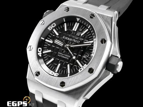 Audemars Piguet 愛彼 AP錶 Royal Oak Offshore Diver 皇家橡樹 離岸型 15710ST.OO.A002CA.01 經典八角形外框 特大格紋面盤 黑呆 15710 ST 不鏽鋼 潛水錶&nbsp;2017年保卡 透背款 自動上鍊 42mm