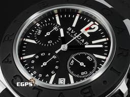 BVLGARI 寶格麗 Bulgari Aluminium系列 103868&nbsp;<font color="#e2e2e2">鋁合金+鈦金屬材質</font>&nbsp;<font color="#dedede">熊貓面盤&nbsp;</font><font color="#4F4F4F">黑色橡膠刻度錶圈</font> 計時碼表 <font color="#FF0000">2025年保卡 台灣公司貨</font> 自動上鍊 40mm