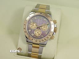 ROLEX 勞力士 Cosmograph Daytona 宇宙計時型 迪通拿 116523NG&nbsp;<font color="#7046be">珍珠貝母錶面</font>&nbsp;<font color="#ecc55b">塘金計時盤</font> <font color="#a4f8f9">鑽石時標</font>&nbsp;18K黃金 半金款 計時碼表 116523 NG<font color="#FF0000">&nbsp;亂碼字頭 </font>自動上鍊 賽車錶<font color="#FF0000">&nbsp;</font>40mm