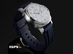PANERAI 沛納海 Luminor Chrono PAM1218 計時碼表 <font color="#ffffff">白色三明治夜光面盤</font> PAM01218 <font color="#33CCFF">藍色小秒針</font> 不鏽鋼 <font color="#FF0000">2022年保單</font> 自動上鍊 44mm