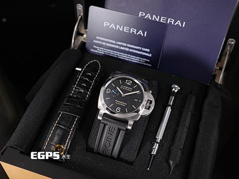 PANERAI 沛納海 Luminor Marina PAM01312 三日鍊 藍色小秒針 PAM1312 經典夜光三明治面盤 不鏽鋼  2023年保單&nbsp;自動上鍊 44mm