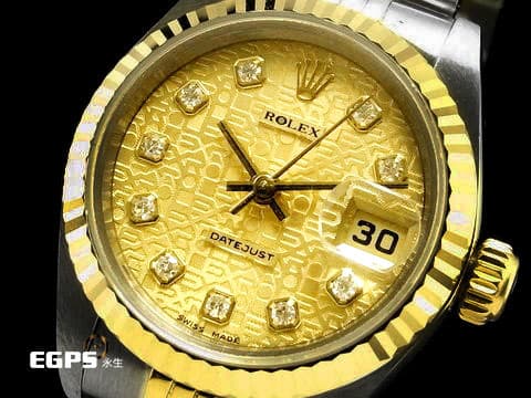 ROLEX 勞力士 Lady-Datejust 69173 金色紀念面盤 原廠鑽石時標 台灣公司貨 配件齊全 自動上鍊 26mm