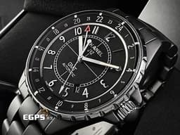 CHANEL 香奈兒 J12 Ceramic GMT H3101 黑色啞光陶瓷材質 兩地時區 <font color="#FF0000">時尚質感霧面高抗磨黑陶瓷 2023年保單</font> 自動上鍊 41mm