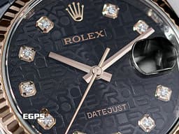 ROLEX 勞力士 Datejust 116231 經典 蠔式日誌型 <font color=#f3baa1>玫瑰金 半金款</font> 黑色紀念浮雕面盤 原廠鑲鑽時標 電腦面 <font color=#FF0000>亂碼字頭</font> 自動上鍊 36mm