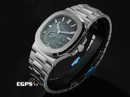 Patek Philippe 百達翡麗 PP錶 Nautilus 鸚鵡螺 5712/1A 金鷹 <font color="#49bcd7">漸層藍色面盤</font>&nbsp;不鏽鋼材質 鍊帶款 <font color="#05f0f0">＊搶先擁有～ 絕版停產款</font><font color="#fa00fa"> 屈指可數/不可思議的2026年1月保單</font><font color="#FF0000"> PP印記 動能顯示 月相盈虧 </font><font color="#fafa01">新式錶扣</font><font color="#FF0000"> 保有部分原廠膠膜</font>&nbsp;自動上鏈 40mm