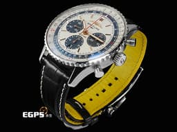 BREITLING 百年靈 Navitimer B01 Chronograph 43 航空計時 AB01382 AB0138241G1P1 不鏽鋼材質 計時碼表 <font color="#fff2e5">米白色熊貓面盤</font> <font color="#FF0000">2024年保單 經典環形飛行滑尺 百年靈自製01機芯</font> 自動上鍊 43mm