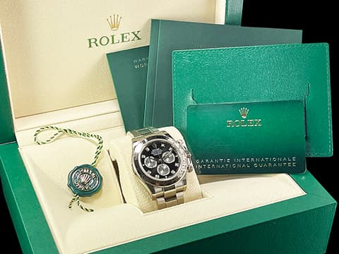 ROLEX 勞力士 Cosmograph Daytona 宇宙計時型 迪通拿 126509 計時碼表&nbsp;原廠鑽石時標 黑色熊貓面盤&nbsp;18K白金材質 賽車錶&nbsp;2024年保卡 自動上鏈 40mm