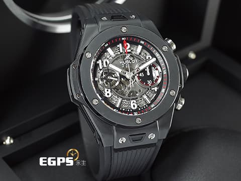 Hublot 宇舶 Big Bang 大爆炸 Unico  411.CI.1170.RX  黑色陶瓷材質&nbsp;2018年保卡 飛返計時碼錶 自動上鍊 45mm