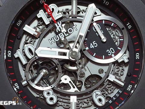 Hublot 宇舶 Big Bang 大爆炸 Unico  411.CI.1170.RX  黑色陶瓷材質&nbsp;2018年保卡 飛返計時碼錶 自動上鍊 45mm