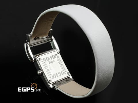 PIAGET 伯爵錶 Miss Protocole 18K白金材質&nbsp;白色珍珠貝母面盤 精鑲鑽石錶圈、錶耳 石英機芯 17x44mm