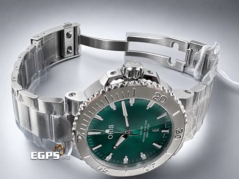 ORIS豪利時 Oris Aquis Date x Bracenet特別版 0173377304137 獨一無二的綠色萬花筒紋理 每支紋路皆不同 海洋保護聯名款 原廠膠膜全新未拆封&nbsp;不鏽鋼材質 2025年保單 潛水錶 自動上鍊 43.5mm