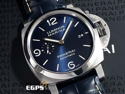 PANERAI 沛納海 Luminor Marina PAM01313 三日鍊 小秒針 <font color=#4169e1>藍色放射紋三明治面盤</font> PAM1313 <font color=#FF0000>2024年保卡</font> 自動上鍊 44mm