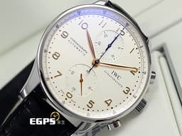IWC 萬國 Protuguese 大葡萄牙 IW371445 計時碼表 <font color="#fff0a3">白色面盤 金色指針時標</font> <font color="#ff0000">2018年保卡</font> 自動上鍊 41 mm