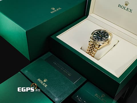 ROLEX 勞力士 Sky-Dweller 336938 天行者 18K黃金材質 年曆錶 2025年最新款式 亮綠色面盤天行者&nbsp;紀念型（Jubilee）五銖錶帶 自動上鍊  42mm