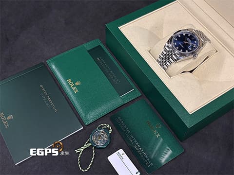 ROLEX 勞力士 DATEJUST 126334 蠔式日誌型 經典 不鏽鋼材質 18K白金太陽坑紋錶圈&nbsp;鑽石時標藍色面盤&nbsp;2022年保卡&nbsp;自動上鏈 41mm