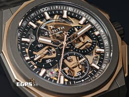 ZENITH 真力時 Defy Extreme 高震頻 87.9100.9004/03.I001 鈦金屬+<font color="#ffba6b">玫瑰金材質 鏤空面盤</font> 1/100秒 計時碼表&nbsp;<font color="#FF0000">2022年台灣公司貨 新式易拆卸替換錶帶裝置 附帆布錶帶、橡膠錶帶 </font>自動上鍊 45mm