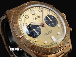 ORIS 豪利時 DIVERS&nbsp;0177177443182 <font color="#f9cd90">青銅材質 香檳金色熊貓面盤</font>&nbsp;<font color="#ff0000">限量250支</font> 計時腕錶 自動上鍊 43mm