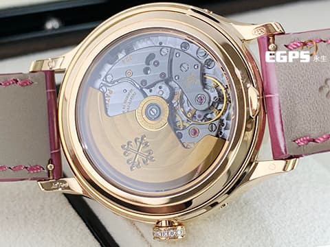 Patek philippe 百達翡麗 PP錶 4947R 玫瑰金材質 銀白色面盤 4947R-001 原廠鑲鑽 年曆錶 月相盈虧 自動上鍊 複雜功能系列 年曆 月相 原廠鑲鑽 PP印記，2024年保單   此錶歡迎各路錶友以 PP、AP、RM、勞力士 來店交換，本店將以最高價評估～ 38mm