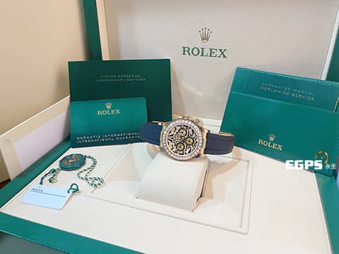 ROLEX 勞力士 DAYTONA 迪通拿 116588TBR 黃K金材質 116588 TBR 原鑲鑽錶，抽象虎紋滿天星鑽面，鑲鑽時標，大梯鑽錶圈， 已經絕種的猛虎面  2021保單 原廠膠膜齊全 未使用珍稀品，停產款 稀有釋出！ 足球巨星內馬爾Neymar 同款 40mm